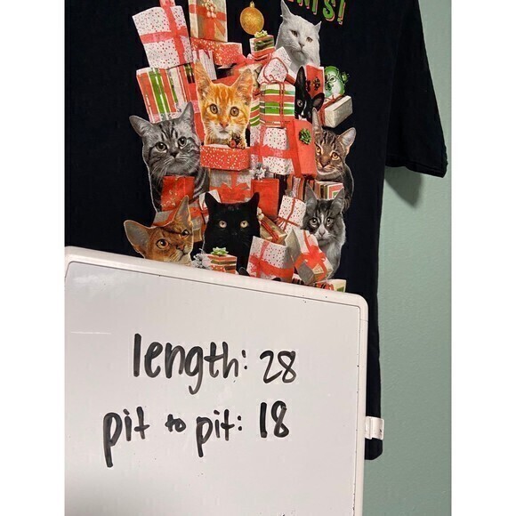 Dec 25th Cat Christmas Presents Black T-Shirt Medium‎ - Picture 6 of 6